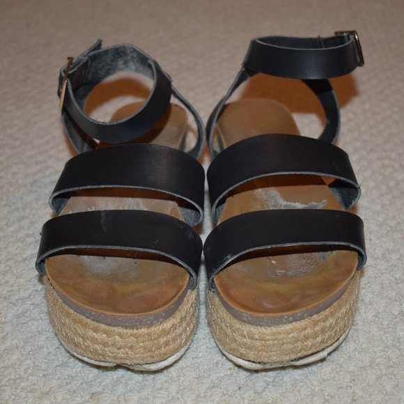 Black Leather Espadrille Platform Sandal | Size 8 - Picture 3 of 3